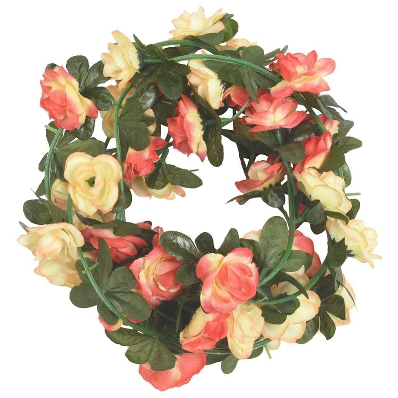 Load image into Gallery viewer, Vidaxl kerstslingers met bloemen 6 st 240 cm rozé en champagnekleurig
