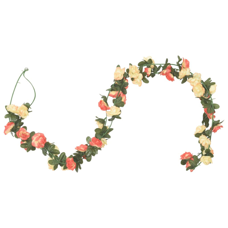 Load image into Gallery viewer, Vidaxl kerstslingers met bloemen 6 st 240 cm rozé en champagnekleurig