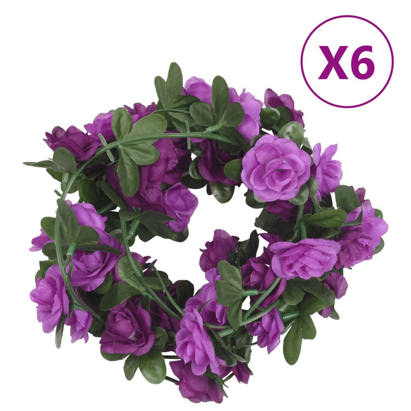 Load image into Gallery viewer, Vidaxl kerstslingers met bloemen 6 st 240 cm lichtpaars