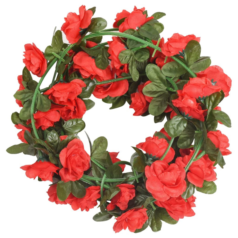 Load image into Gallery viewer, Vidaxl kerstslingers met bloemen 6 st 240 cm rood