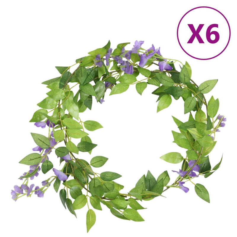 Load image into Gallery viewer, Vidaxl kerstslingers met bloemen 6 st 200 cm paars