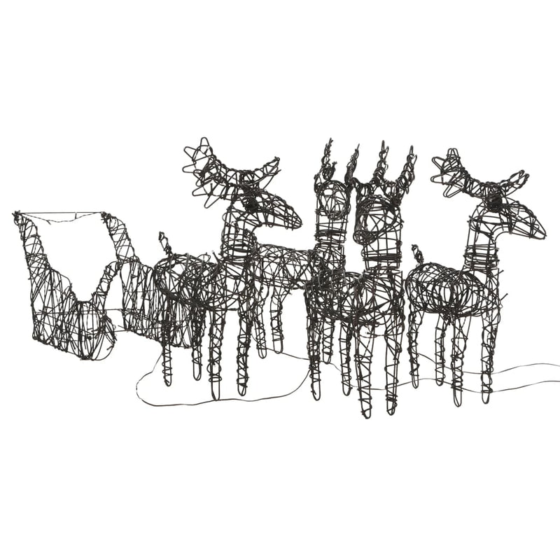 Load image into Gallery viewer, VidaXL Kerstversiering rendieren en sleeën 240 LED's rattan warmwit