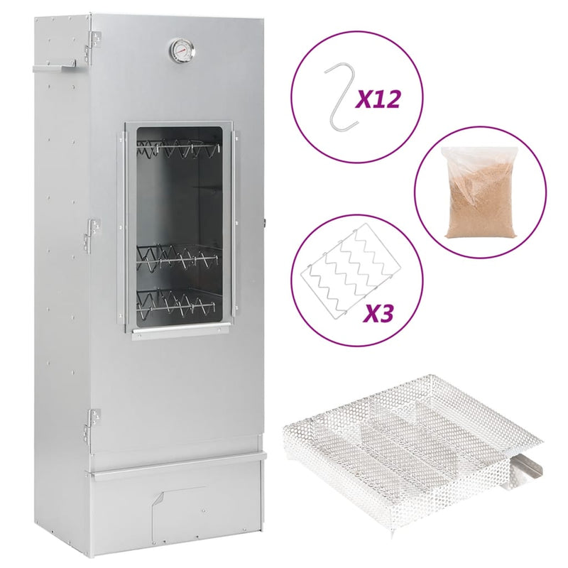 Afbeelding laden in galerijviewer, Vidaxl bbq-rookoven met koude rookgenerator gegalvaniseerd staal