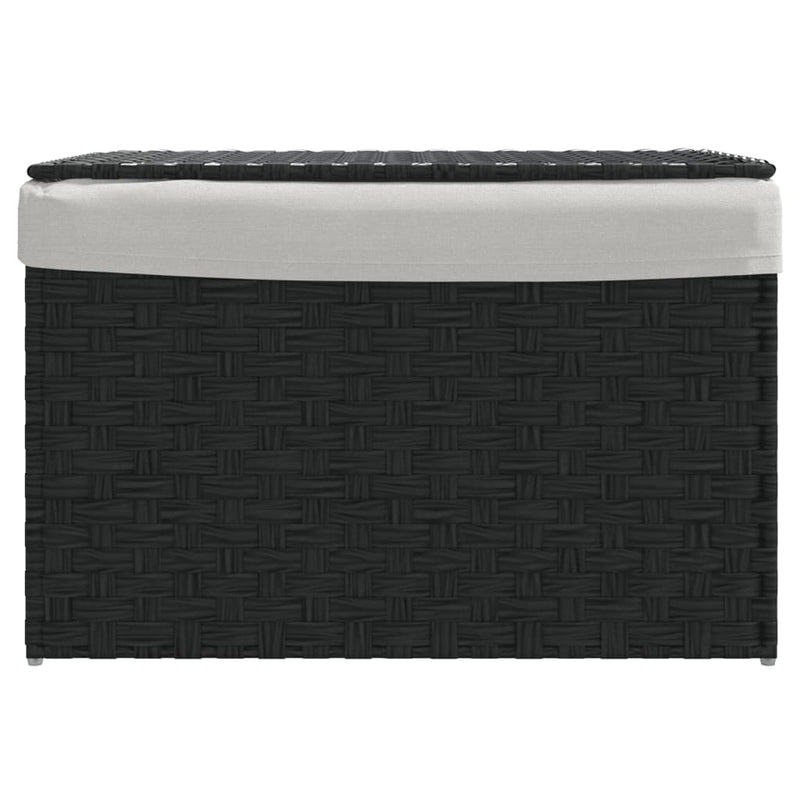 Load image into Gallery viewer, Vidaxl wasmand met deksel 55,5x35x34 cm poly rattan zwart