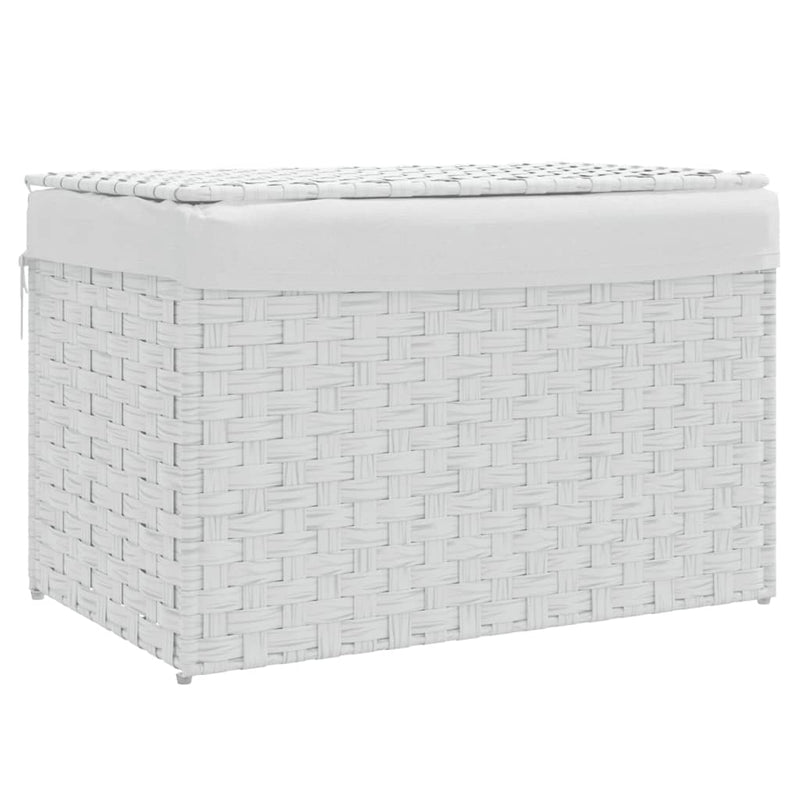 Load image into Gallery viewer, Vidaxl wasmand met deksel 55,5x35x34 cm poly rattan wit