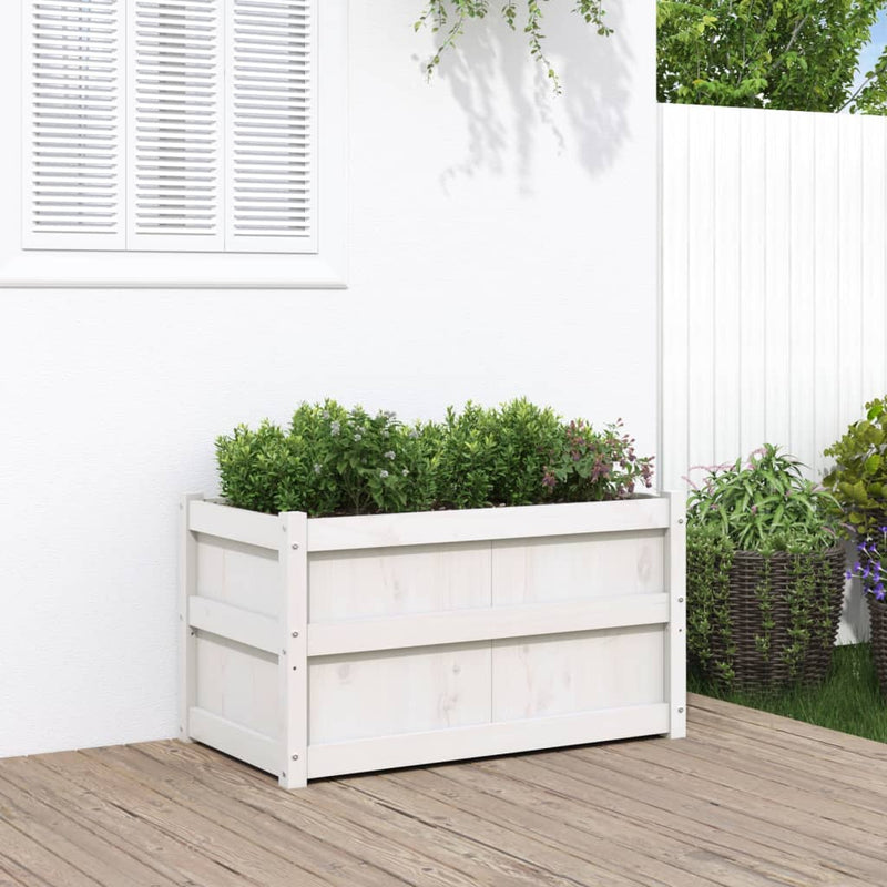 Load image into Gallery viewer, Vidaxl plantenbak 90x50x50 cm massief grenenhout wit