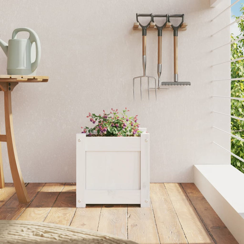 Load image into Gallery viewer, Vidaxl plantenbak 31x31x31 cm massief grenenhout wit