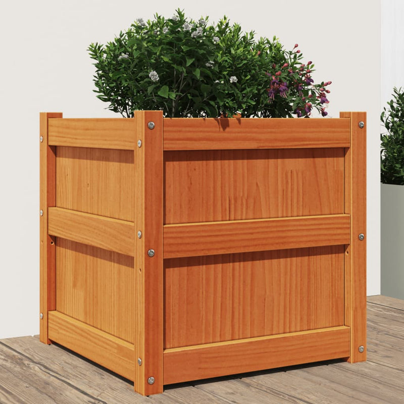 Load image into Gallery viewer, Vidaxl plantenbak 50x50x50 cm massief grenenhout wasbruin