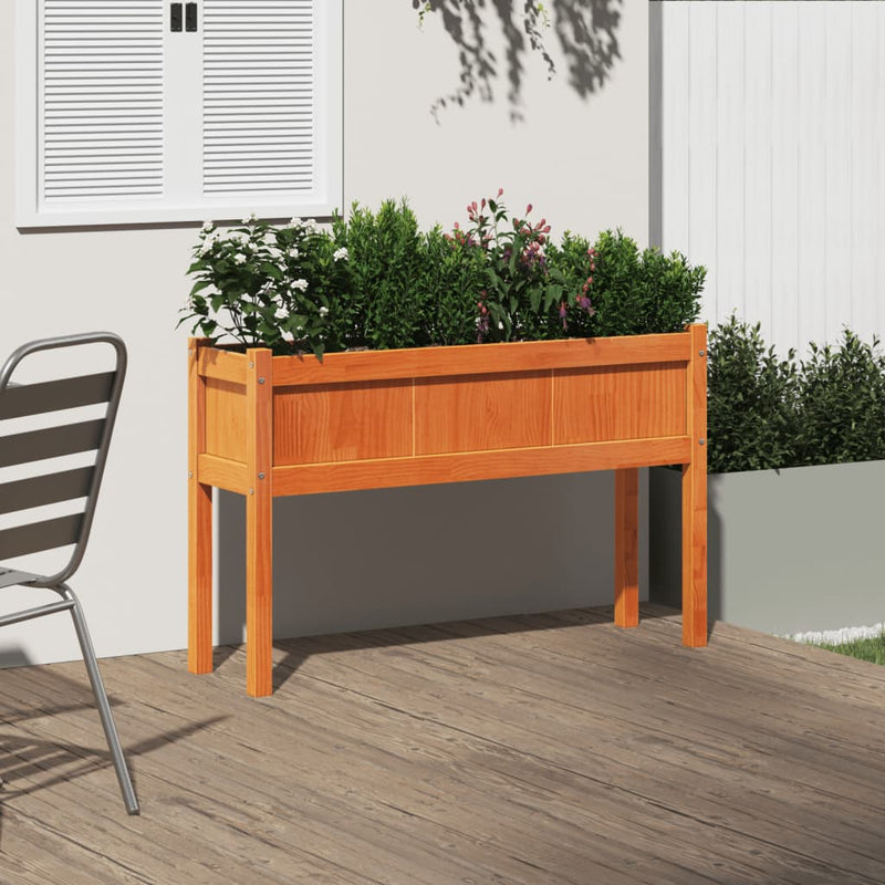 Load image into Gallery viewer, Vidaxl plantenbak met poten 110x31x70 cm grenenhout wasbruin