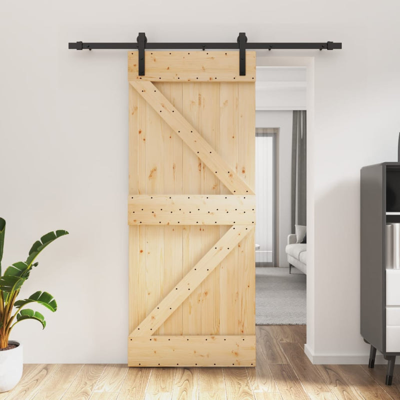 Load image into Gallery viewer, VidaXL Schuifdeur met beslag 85x210 cm massief grenenhout