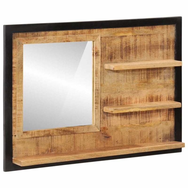 Load image into Gallery viewer, Vidaxl spiegel met schappen 80x8x55 cm glas en massief mangohout