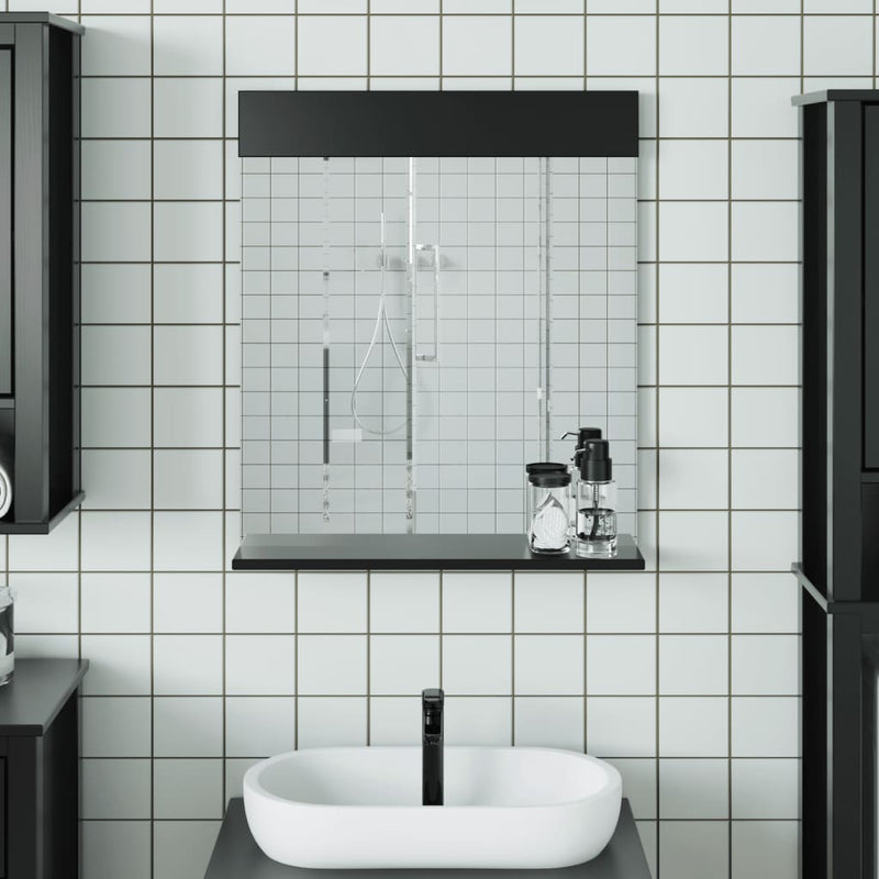 Load image into Gallery viewer, Vidaxl badkamerspiegel met schap berg 60x12x70 cm massief hout zwart