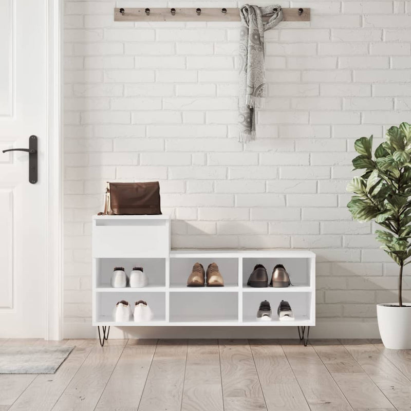 Load image into Gallery viewer, Vidaxl schoenenkast 102x36x60 cm bewerkt hout hoogglans wit