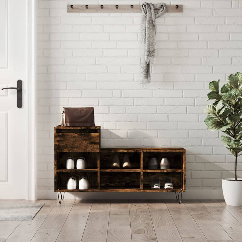 Load image into Gallery viewer, Vidaxl schoenenkast 102x36x60 cm bewerkt hout gerookt eikenkleurig
