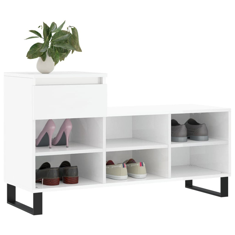 Load image into Gallery viewer, Vidaxl schoenenkast 102x36x60 cm bewerkt hout hoogglans wit