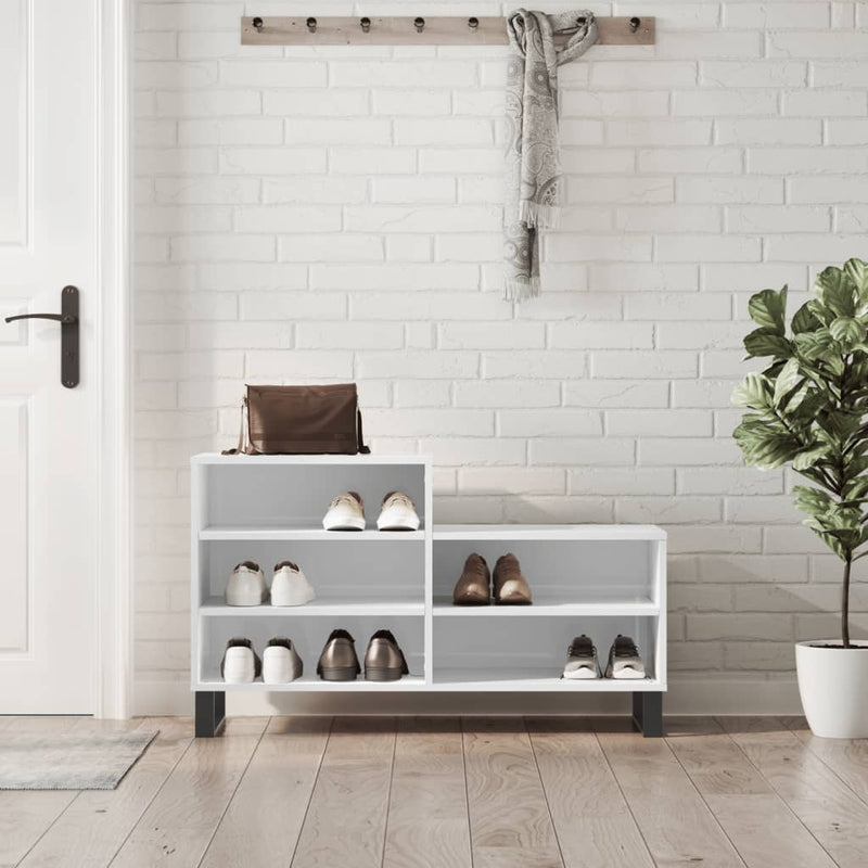Load image into Gallery viewer, Vidaxl schoenenkast 102x36x60 cm bewerkt hout hoogglans wit