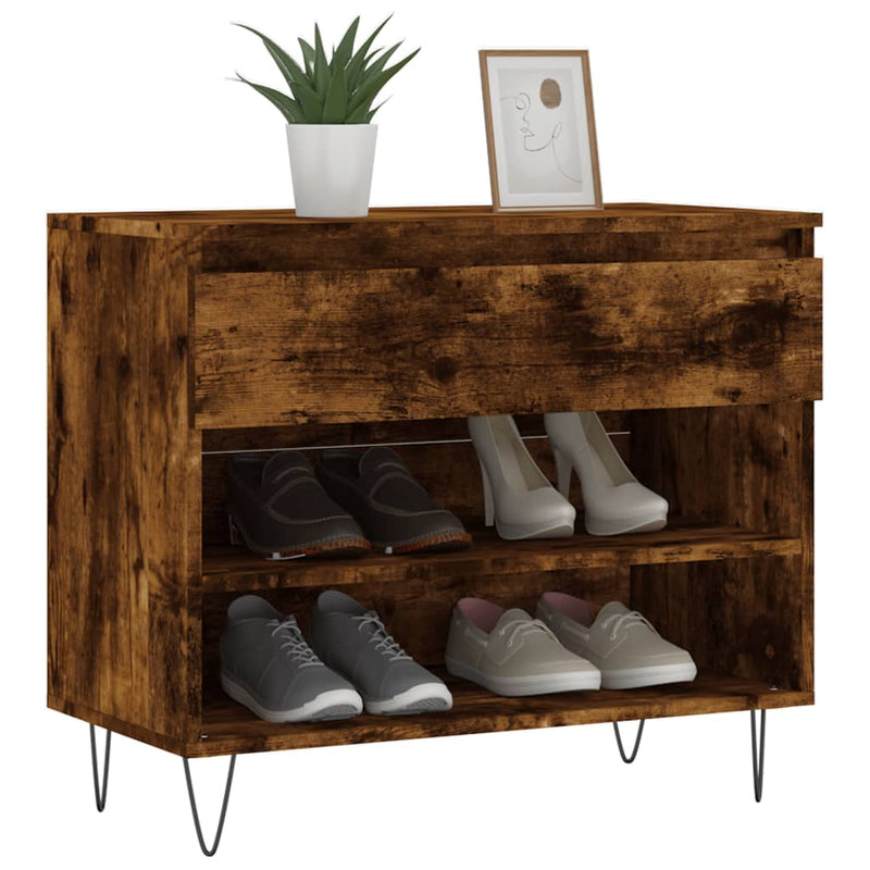 Load image into Gallery viewer, Vidaxl schoenenkast 70x36x60 cm bewerkt hout gerookt eikenkleurig