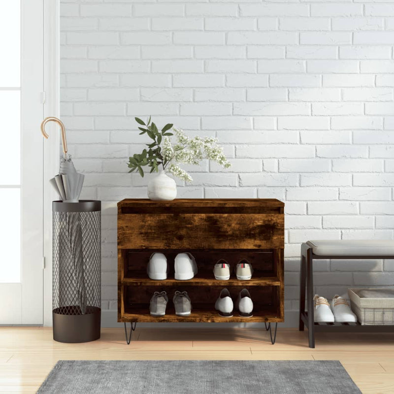 Load image into Gallery viewer, Vidaxl schoenenkast 70x36x60 cm bewerkt hout gerookt eikenkleurig