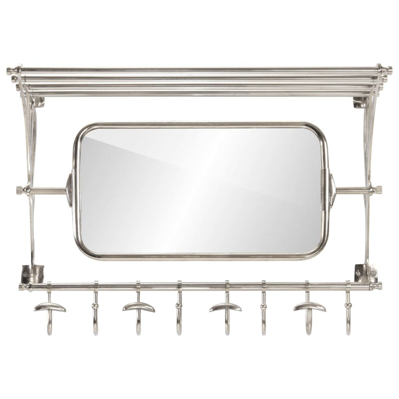 Load image into Gallery viewer, Vidaxl bagagerek met kleerhangers en spiegel wandmontage aluminium