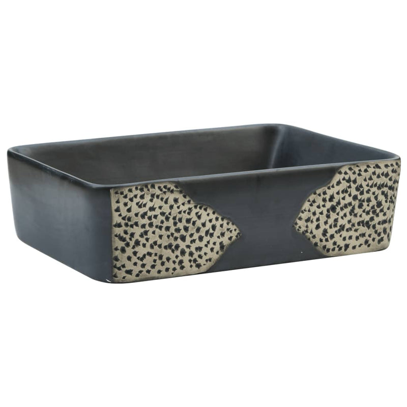 Load image into Gallery viewer, Vidaxl opzetwasbak rechthoekig 46x35,5x13 cm keramiek zwart