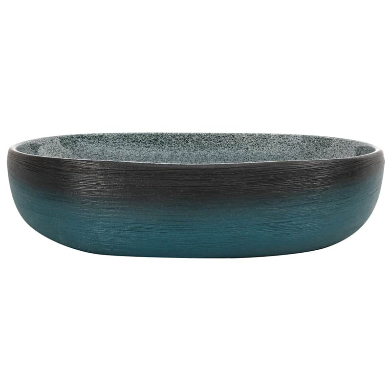 Load image into Gallery viewer, Vidaxl opzetwasbak ovaal 59x40x14 cm keramiek turquoise