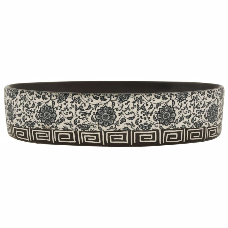 Load image into Gallery viewer, Vidaxl opzetwasbak ovaal 56,5x36,5x13,5 cm keramiek zwart en blauw