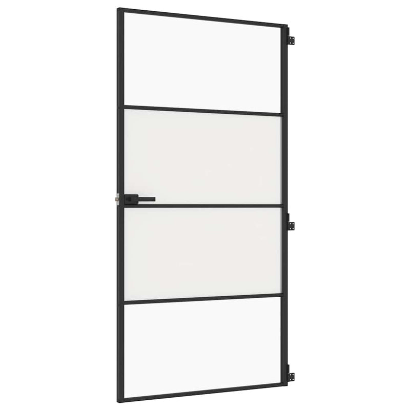 Load image into Gallery viewer, Vidaxl binnendeur smal 102,5x201,5 cm gehard glas en aluminium zwart