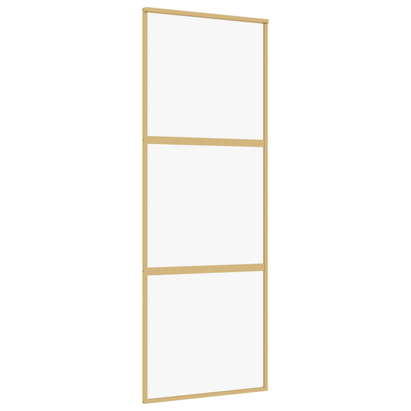 Load image into Gallery viewer, Vidaxl schuifdeur 76x205 cm helder esg-glas en aluminium goudkleurig