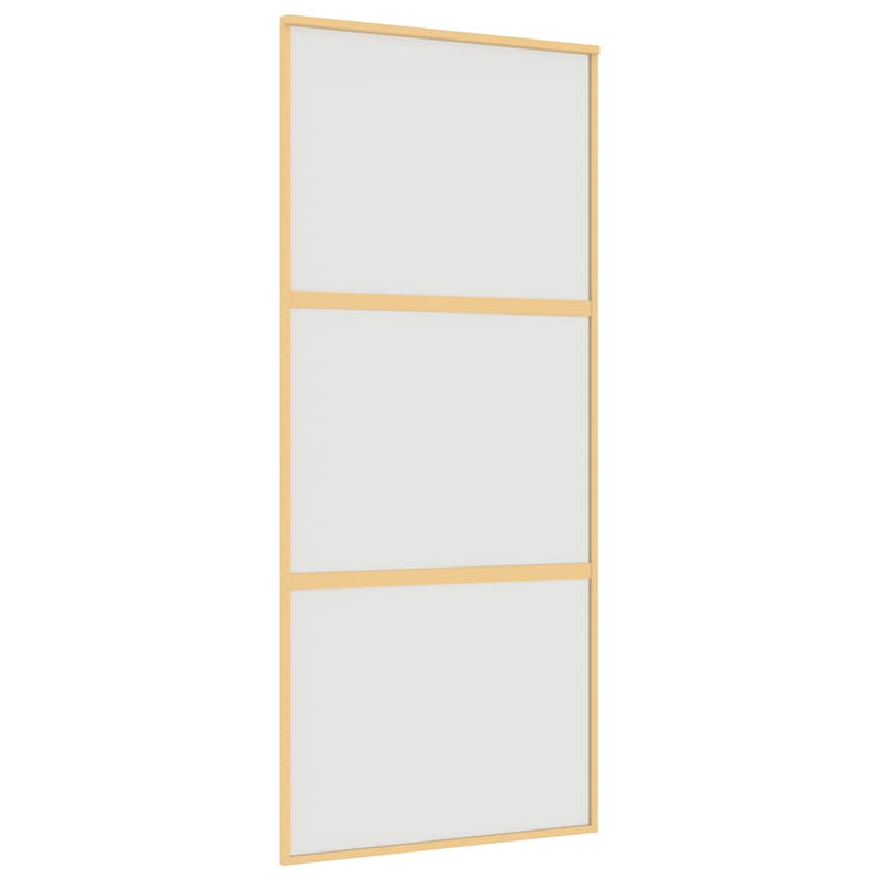 Load image into Gallery viewer, Vidaxl schuifdeur 90x205 cm mat esg-glas en aluminium goudkleurig