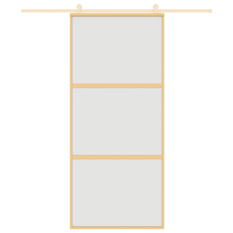 Load image into Gallery viewer, Vidaxl schuifdeur 90x205 cm mat esg-glas en aluminium goudkleurig