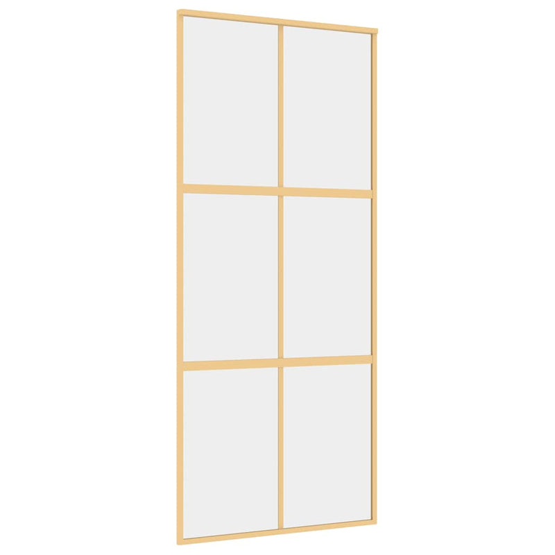 Load image into Gallery viewer, Vidaxl schuifdeur 90x205 cm helder esg-glas en aluminium goudkleurig