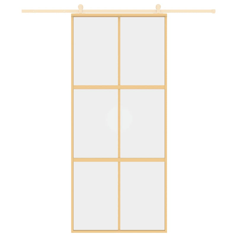 Load image into Gallery viewer, Vidaxl schuifdeur 90x205 cm helder esg-glas en aluminium goudkleurig