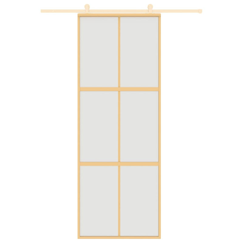 Load image into Gallery viewer, Vidaxl schuifdeur 76x205 cm mat esg-glas en aluminium goudkleurig