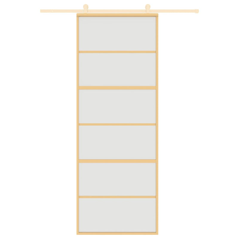 Load image into Gallery viewer, Vidaxl schuifdeur 76x205 cm mat esg-glas en aluminium goudkleurig