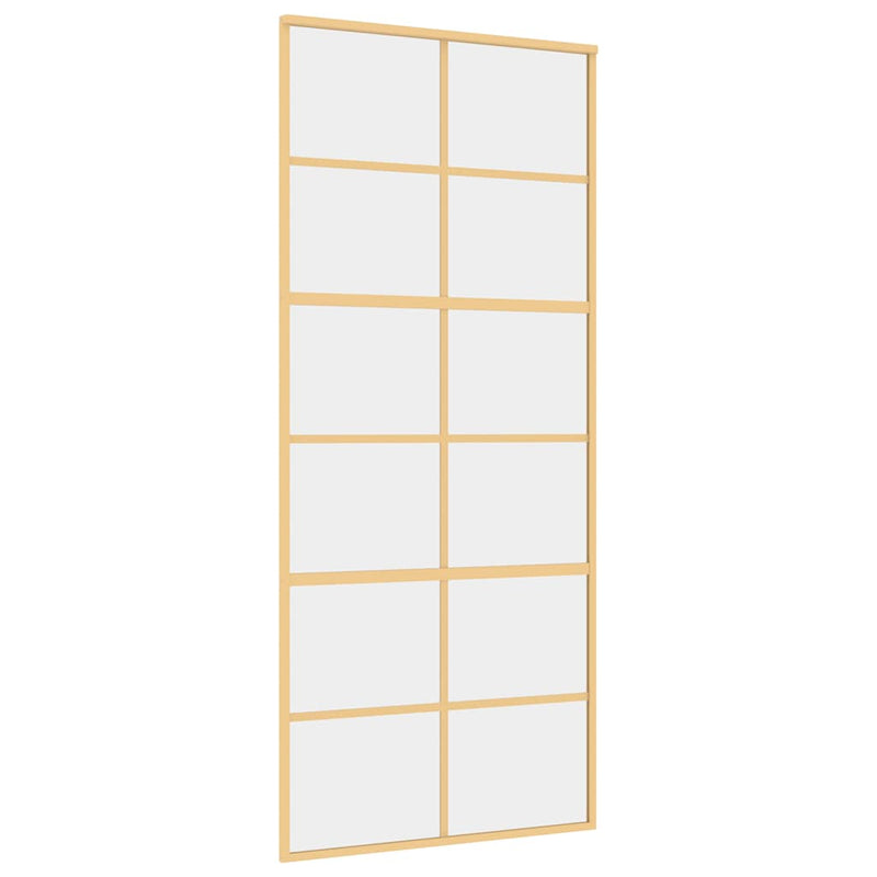 Load image into Gallery viewer, Vidaxl schuifdeur 90x205 cm helder esg-glas en aluminium goudkleurig