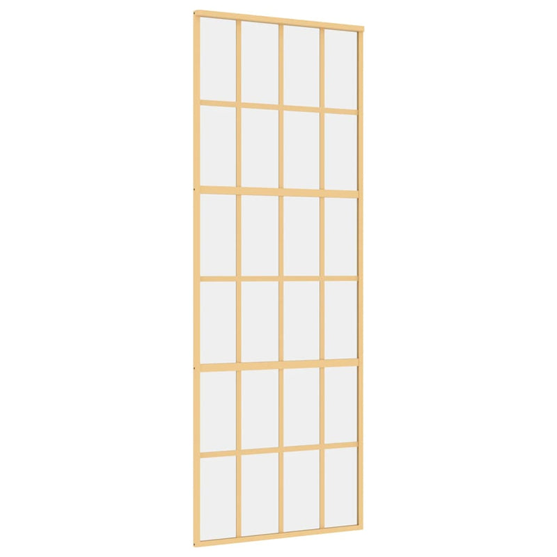 Load image into Gallery viewer, Vidaxl schuifdeur 76x205 cm helder esg-glas en aluminium goudkleurig