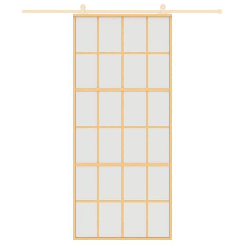 Load image into Gallery viewer, Vidaxl schuifdeur 90x205 cm mat esg-glas en aluminium goudkleurig