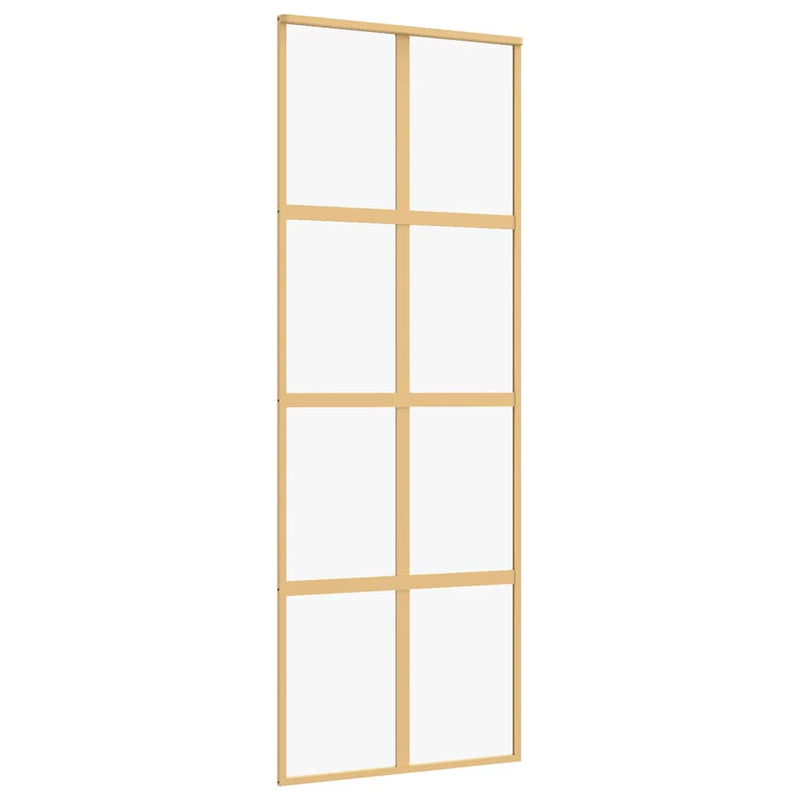 Load image into Gallery viewer, Vidaxl schuifdeur 76x205 cm helder esg-glas en aluminium goudkleurig