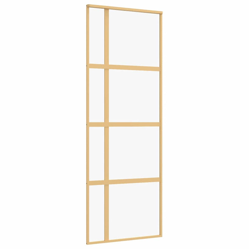 Load image into Gallery viewer, Vidaxl schuifdeur 76x205 cm helder esg-glas en aluminium goudkleurig