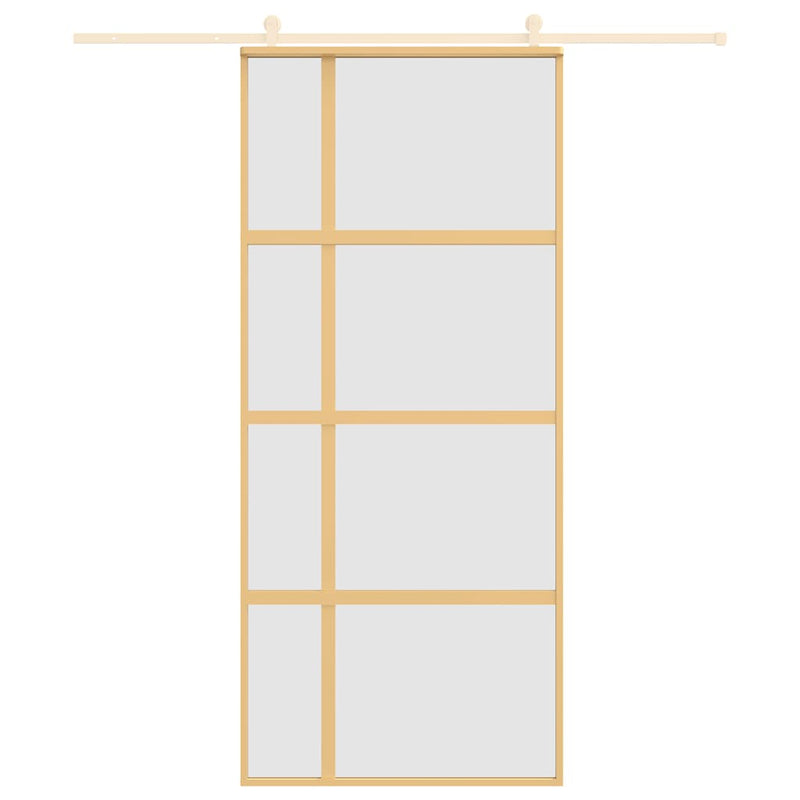 Load image into Gallery viewer, Vidaxl schuifdeur 90x205 cm mat esg-glas en aluminium goudkleurig