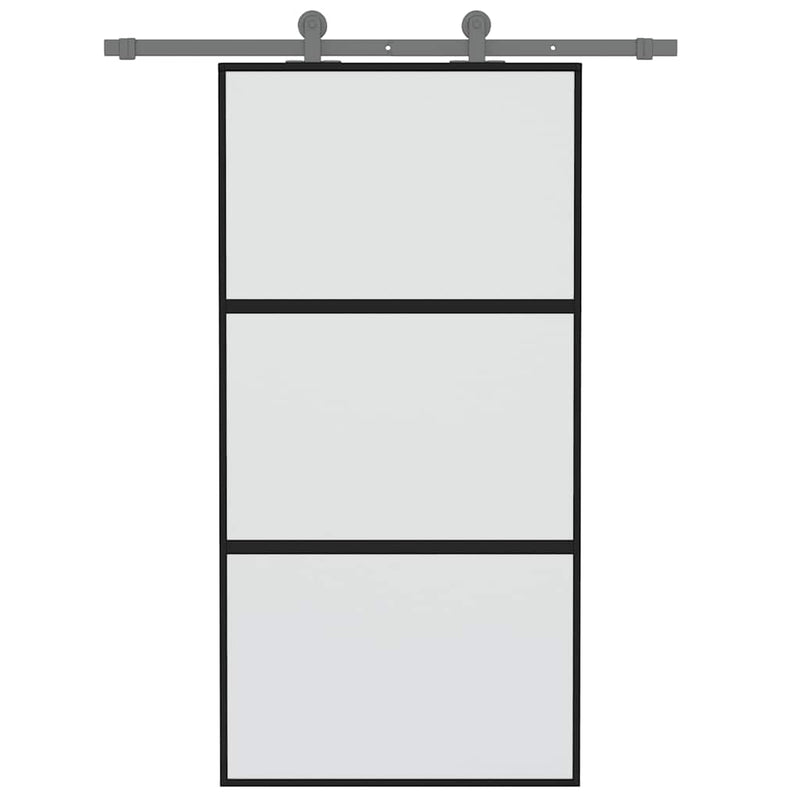Load image into Gallery viewer, Vidaxl schuifdeur 102,5x205 cm gehard glas en aluminium zwart