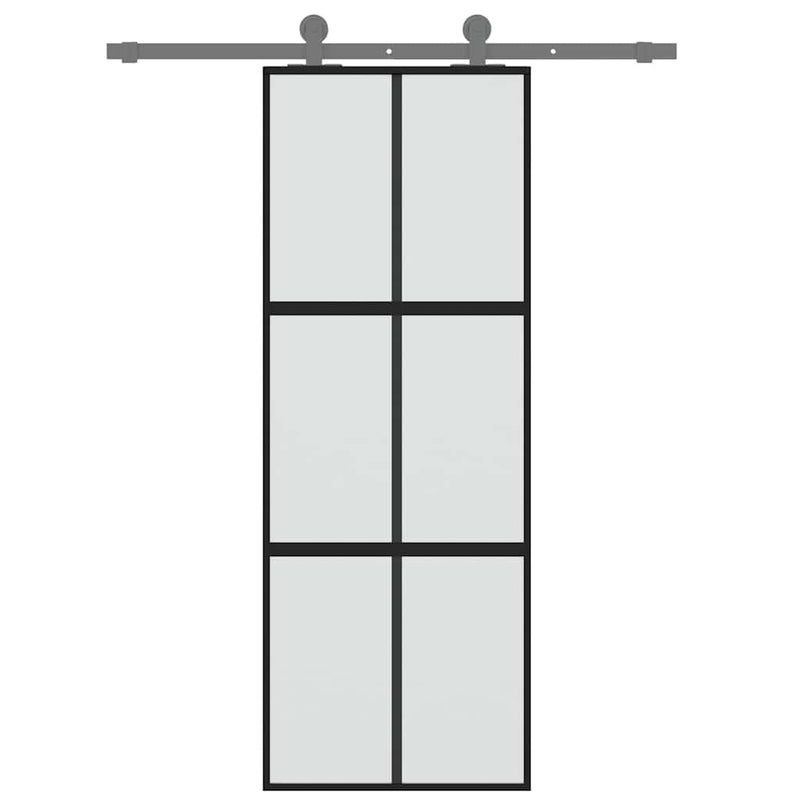 Load image into Gallery viewer, Vidaxl schuifdeur 76x205 cm gehard glas en aluminium zwart