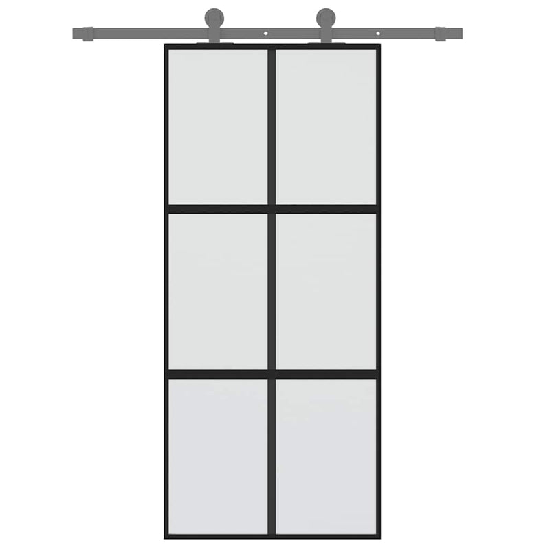 Load image into Gallery viewer, Vidaxl schuifdeur 90x205 cm gehard glas en aluminium zwart