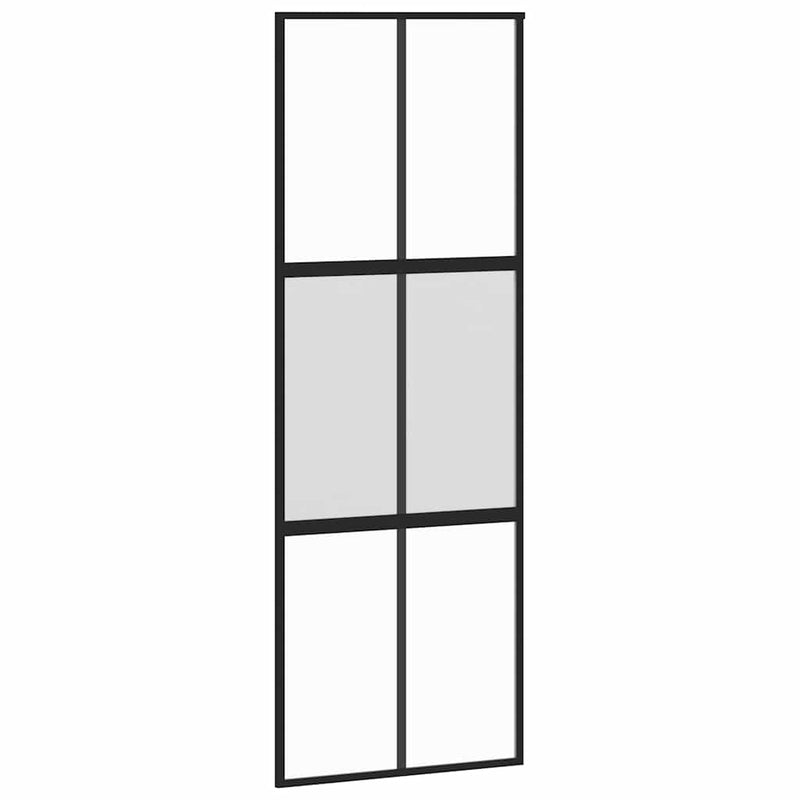 Load image into Gallery viewer, Vidaxl schuifdeur 76x205 cm gehard glas en aluminium zwart