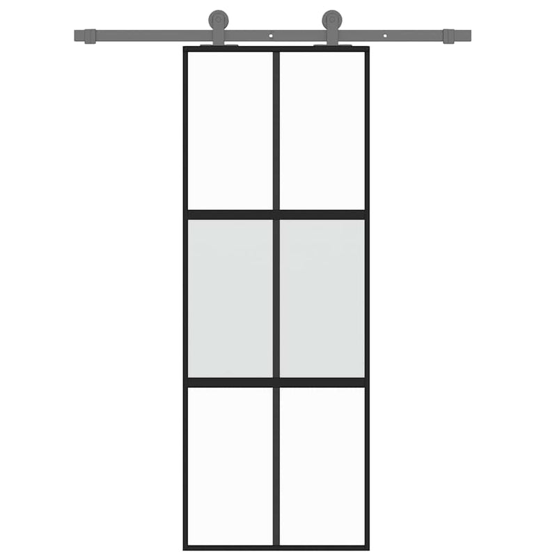 Load image into Gallery viewer, Vidaxl schuifdeur 76x205 cm gehard glas en aluminium zwart