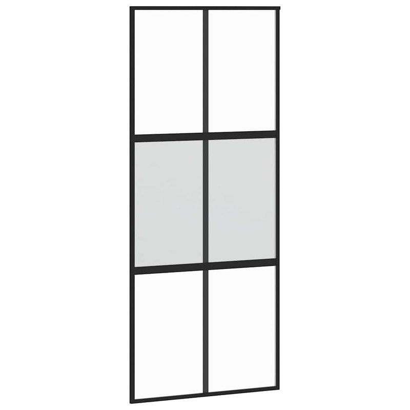 Load image into Gallery viewer, Vidaxl schuifdeur 90x205 cm gehard glas en aluminium zwart