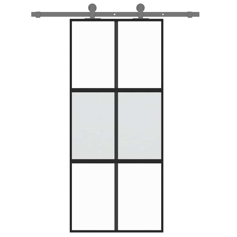 Load image into Gallery viewer, Vidaxl schuifdeur 90x205 cm gehard glas en aluminium zwart