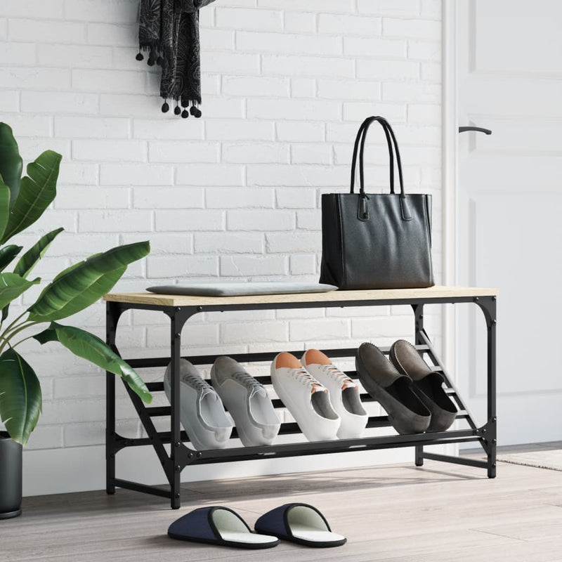 Load image into Gallery viewer, Vidaxl schoenenrek 90x30x45 cm bewerkt hout sonoma eikenkleurig