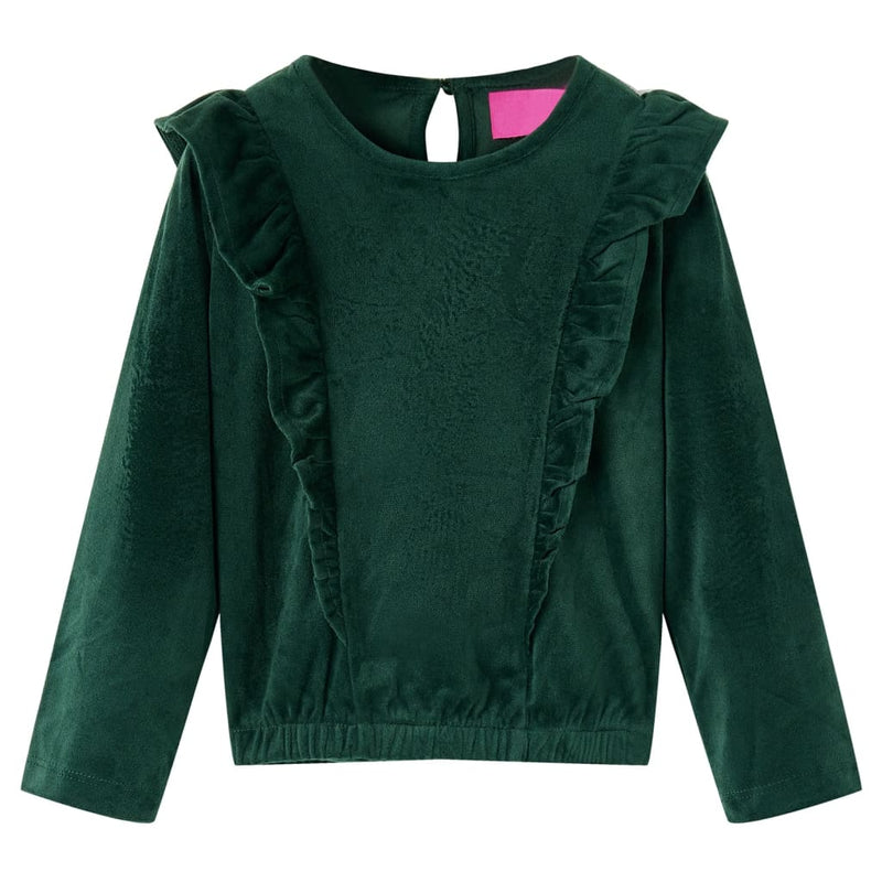Load image into Gallery viewer, Vidaxl kinderblouse met ruches 128 donkergroen