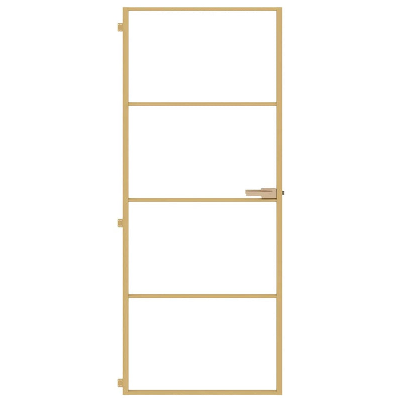 Load image into Gallery viewer, Vidaxl binnendeur smal 83x201,5 cm gehard glas en aluminium goudkleur